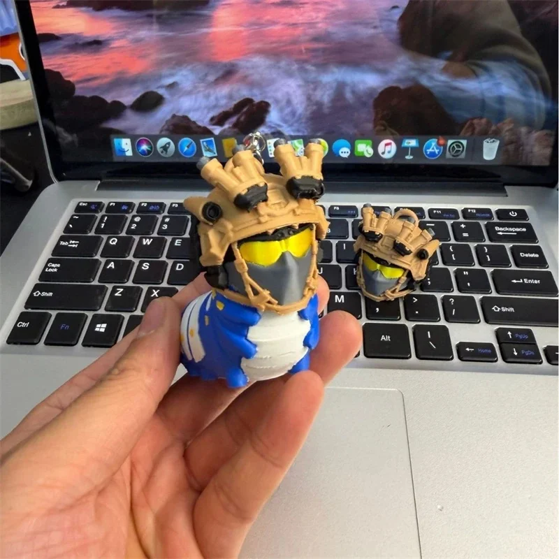 3D Printed Tactical Helmet Worm Keychain Funny Creature Pendant For Bag Car Key Home Decor Desktop Ornament Creative Gift