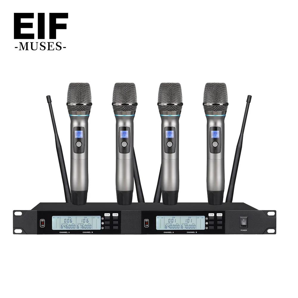

DA-2004 Professional Wireless Microphone 4 chanels Handheld UHF for Conference Stage Karaoke