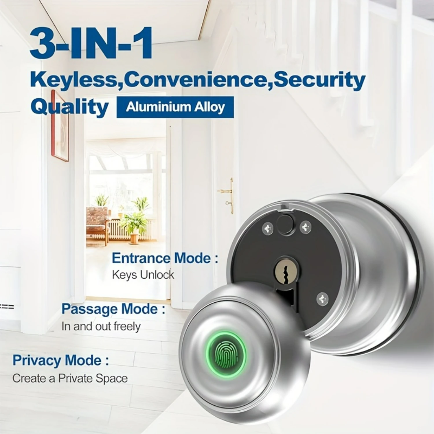 Enhanced Security and Convenience Smart App-Controlled Door Knob - CS01Y, Battery Not Included