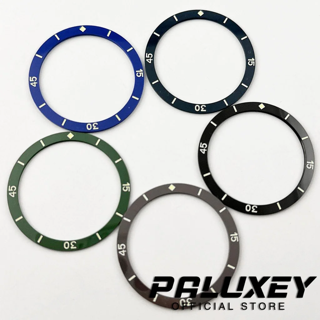38mm Black Blue Green Bezel Insert Ceramic Bezel Luminous Watch Ring Accessories For 40mm Vintage Diving Case Watch Replacement