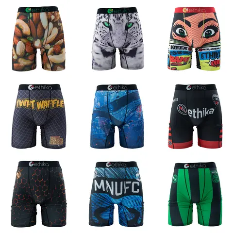 ETHIKA Men Underwear Boxers 1Pcs Breathable Mesh Crotch Man Swimming Underpants Plus Size L-3XL Mens Panties Men's Boxers Briefs
