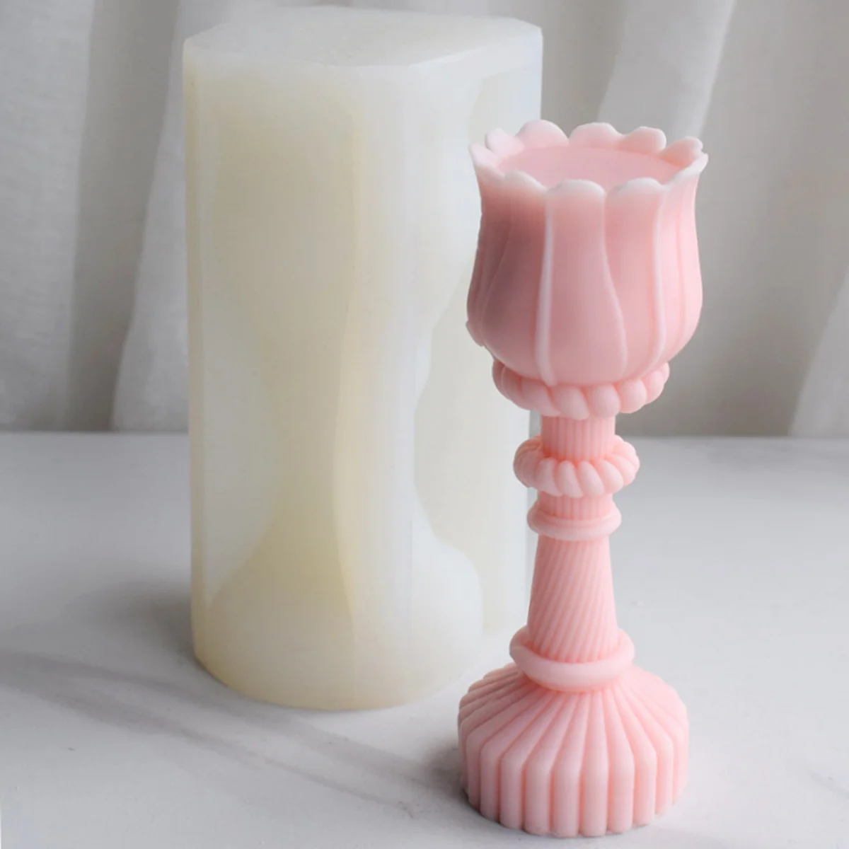 Tulipano colonna candela stampo in Silicone fai da te cilindro geometrico sapone resina gesso fare fiore cioccolato stampo decorazioni per la casa regali di nozze