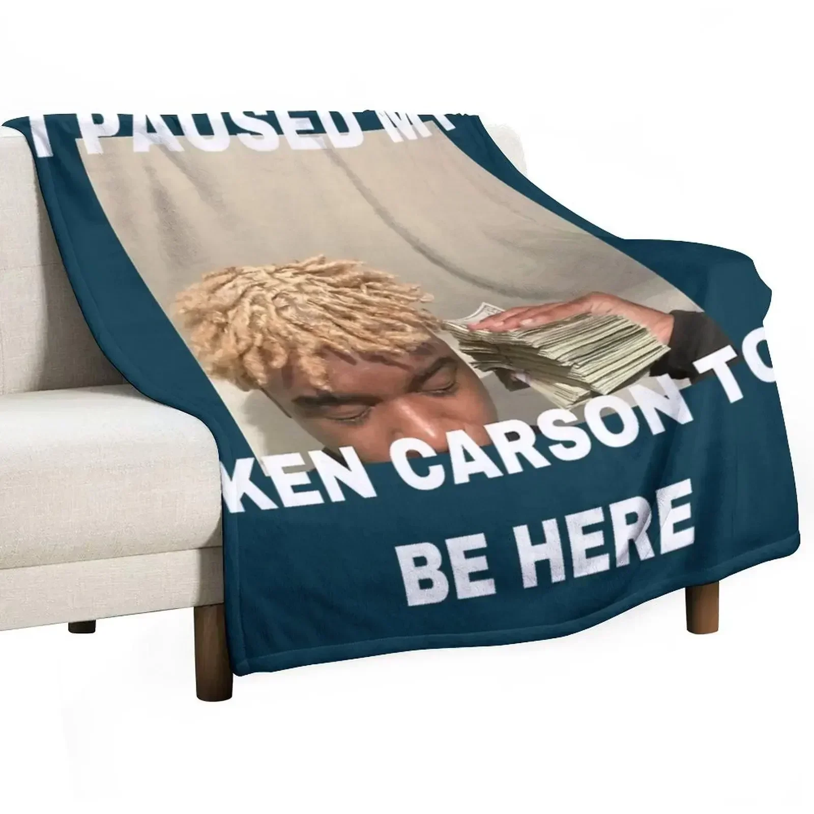 I Paused My Ken Carson To Be Here Throw Blanket Bed covers Camping Blankets