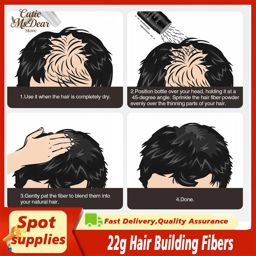 

22g Hair Building Fibers Remove Natural Keratin Plant Fiber Applicator Anti Loss Thickening Convenient Hair Growth Powder