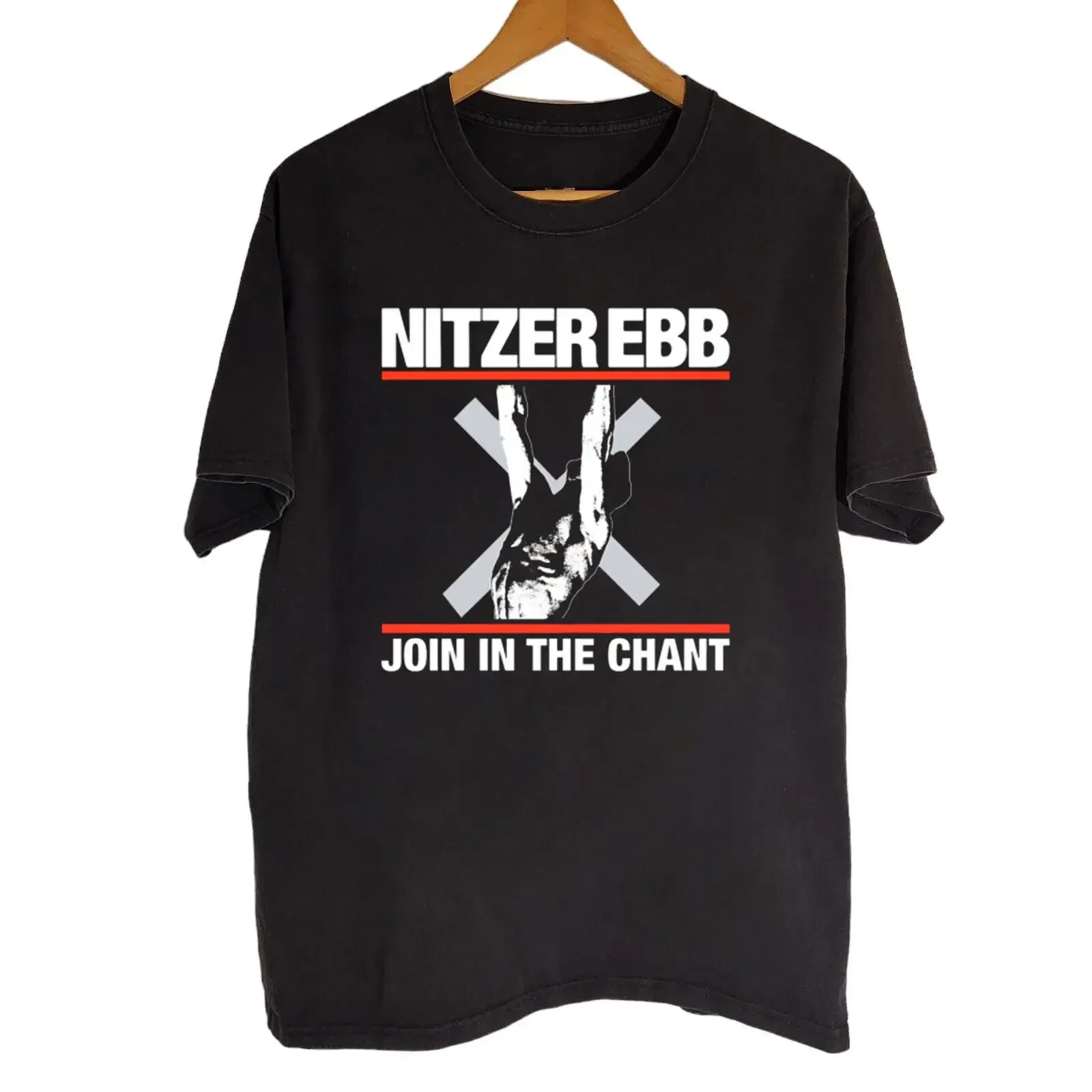 CALDO T shirt Nitzer Ebb Band nera cotone taglia intera S 5XL MI668 vintage Washed Breathable Stylish Casual