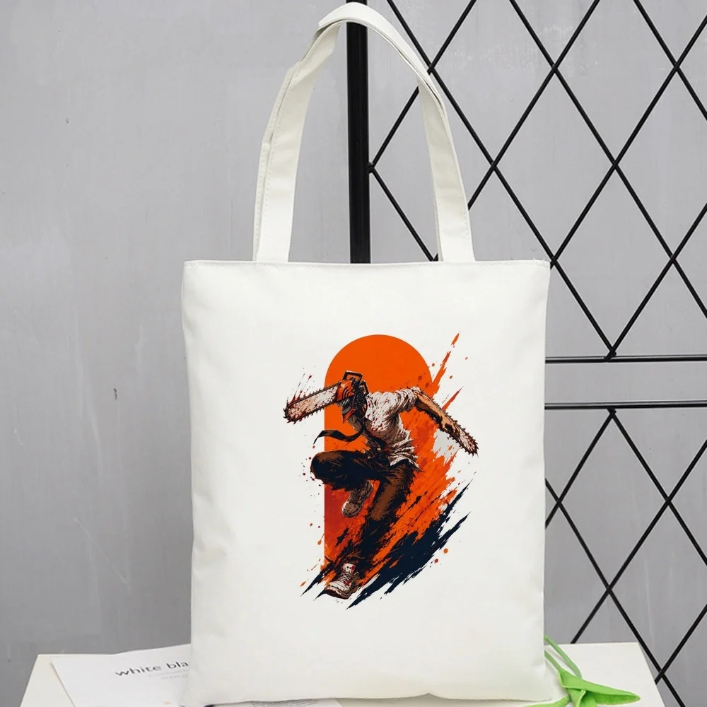 Chainsaw Man tote bag personnalisable totebag reusable foldable shopper woman