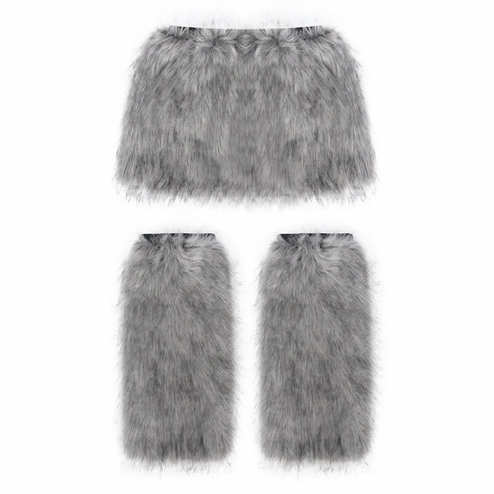 Plush Faux Fox Fur Cosplay Leg Cover with Skirt for Themed Event Stage Show Women Girls Costume Accessory Kit