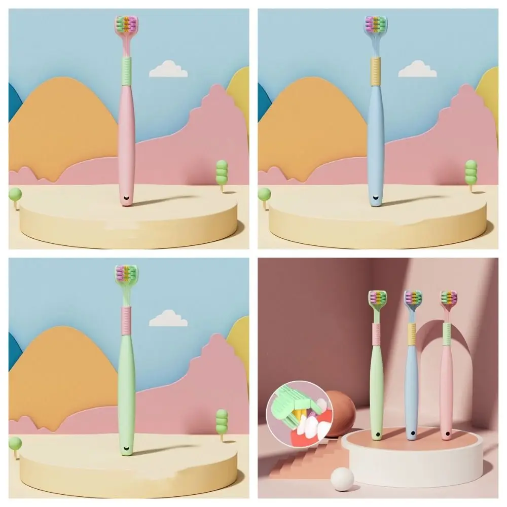 

Скребок для языка, трехсторонняя детская зубная щетка, глубокая чистка полости рта, детский скребок для языка, обертывание на 360 градусов