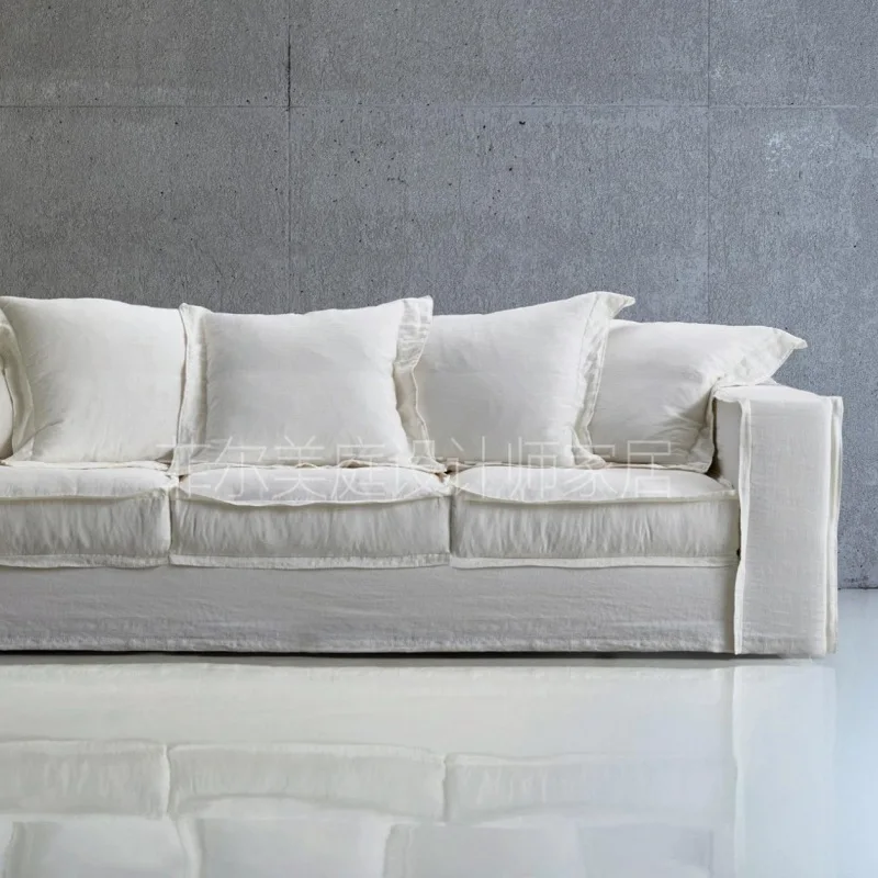 Japanese-style wabi-sabi wind B & B hotel cotton and linen white Nordic removable sofa