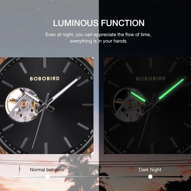 ساعة ميكانيكية BOBO BIRD 2022 موضة كلاسيكية للرجال ساعة يد أوتوماتيكية ساعات خشبية تابي صندوق هدايا مخصص reloj hombre #4