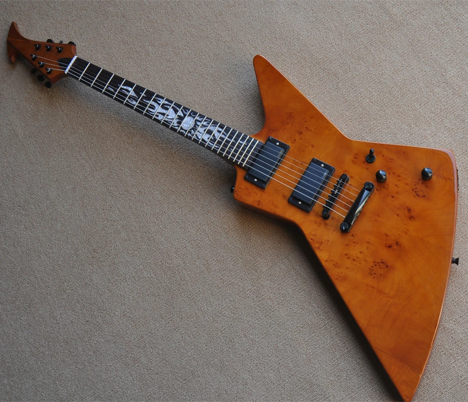 Guitarra eléctrica Flyoung de 6 cuerdas con puente fijo, herrajes negros, oferta personalizada
