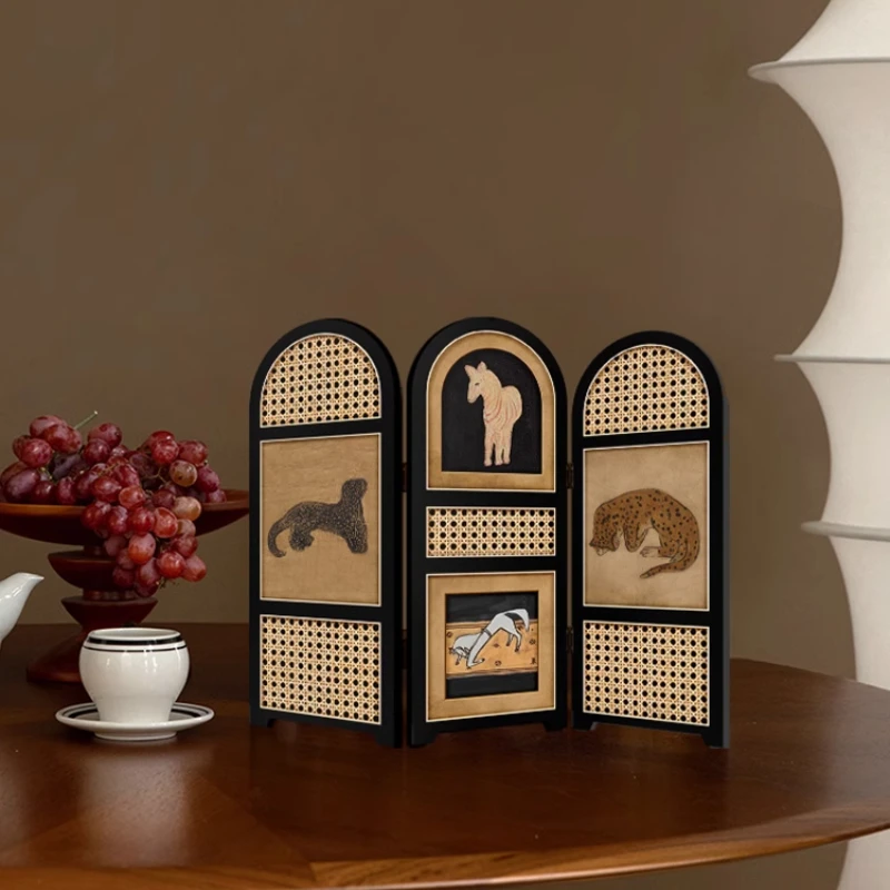 Retro Leopard TV Cabinet Screen Ornament Decorative Home Accent High Sense Birthday Gift for Living