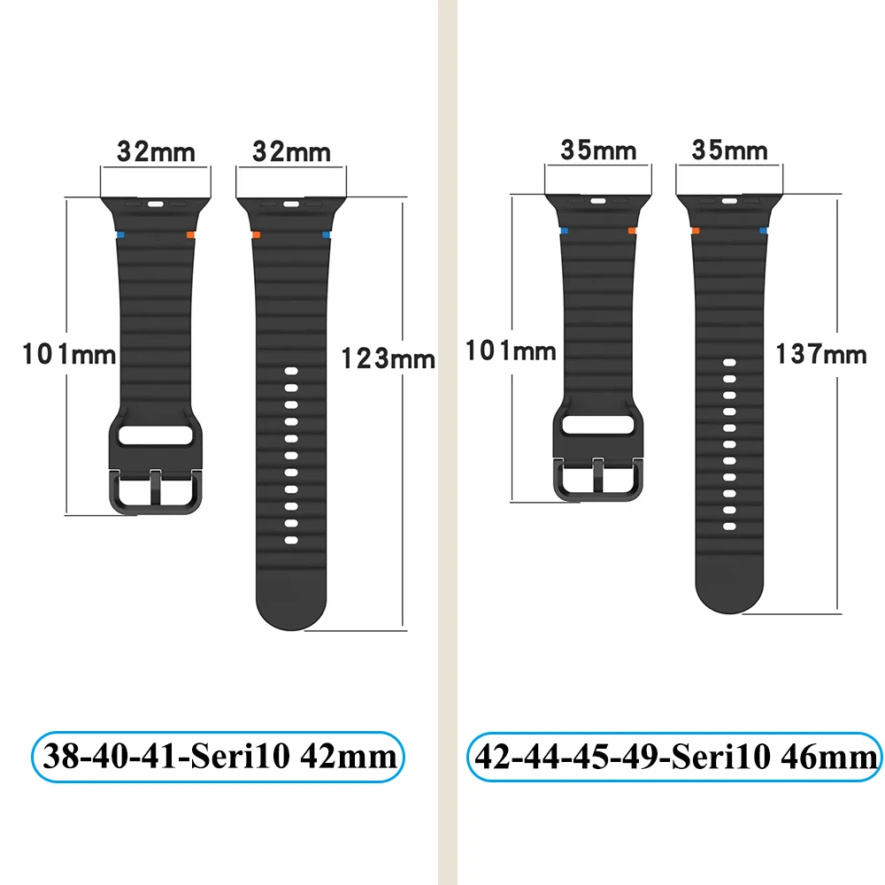 Sport Bands for Apple Watch Band 40mm 41mm 42mm 38mm 45mm 44mm 46mm Soft Silicone Strap iWatch Series 11 10 9 8 6 7 SE Bracelet view 3