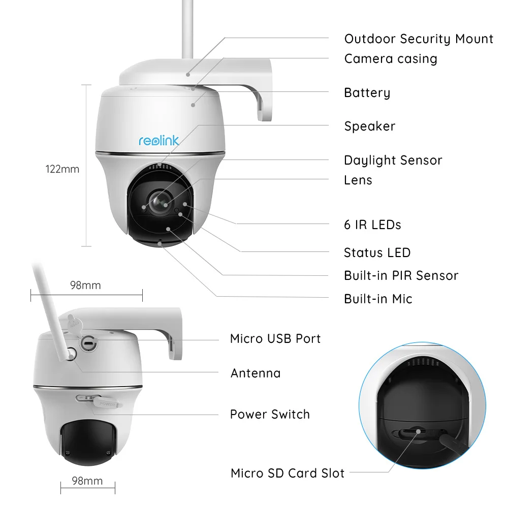 Reolink 5MP WiFi Security Camera Wireless Pan & Tilt Outdoor Solar Powered IP Camera Color Night Vision Surveillance Camera