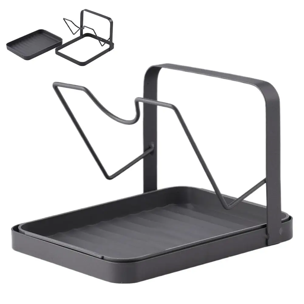 Kitchen Pot Lid Organizer Carbon Steel ABS U Shape Groove Storage Rack for Countertop Detachable Design Heavy Duty Stable