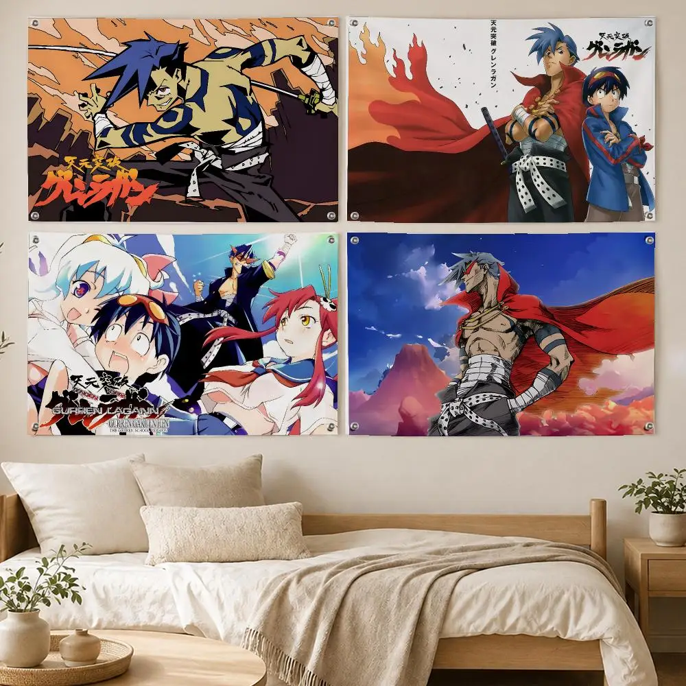 Gurren Lagann Mecha Anime Flags Room Bedroom Home Outdoor Wall Hanging Concert Printed Background Decoration Art Banne