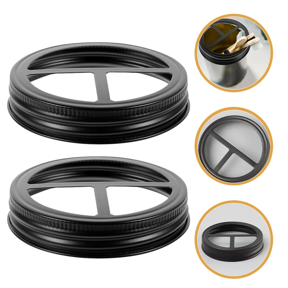 

4Pcs Wide Mouth Mason Jar Toothbrush Holder Lids Metal Round Covers for Bathroom Storage Toothpaste Toothbrush Organizer Cap
