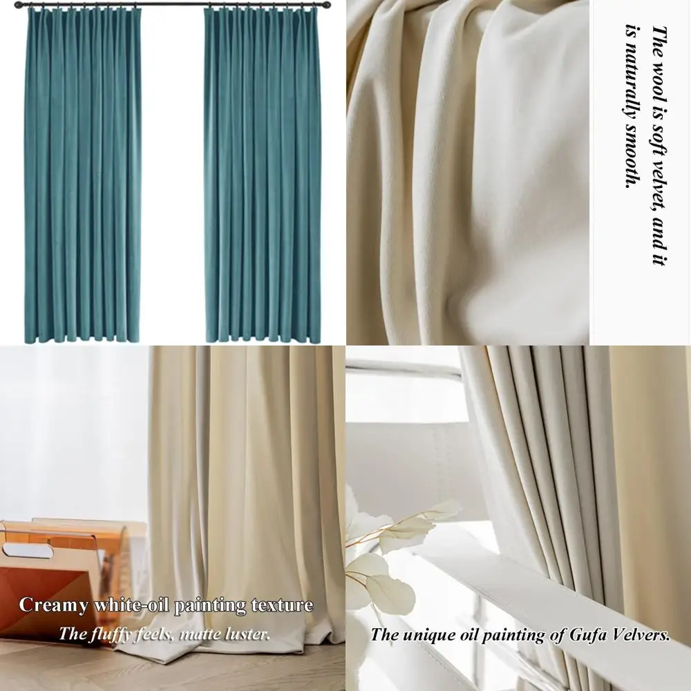Luxury Blackout Curtains for Bedroom - Soft, Elegant French Style Panels with Hooks, Ideal for Living Room Privacy and Light Con
