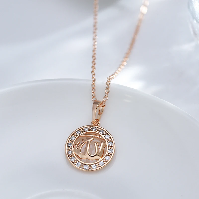 Wbmqda Unique Constellation Hollow Circle Pendant And Necklace For Women 585 Rose Gold Color Fashion Zircon Neck Chain Jewelry
