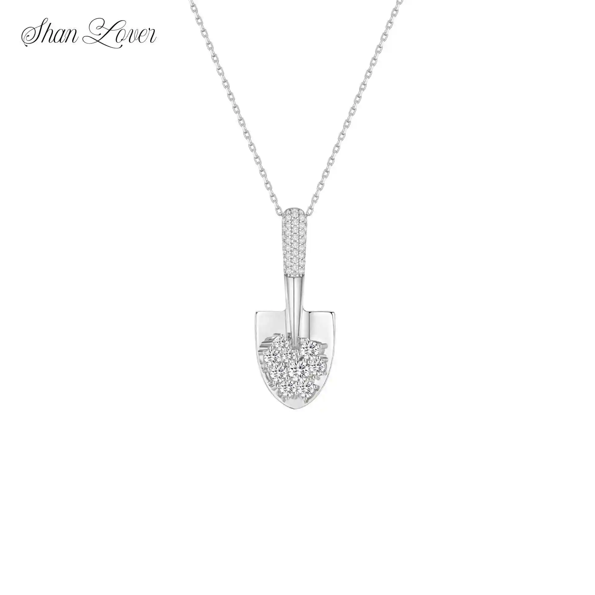 

ShanLover Brand New Arrival Shovel Design Woman Pendant Platinum Plating 925 Sterling Silver Chain Necklace Pendants Jewelry