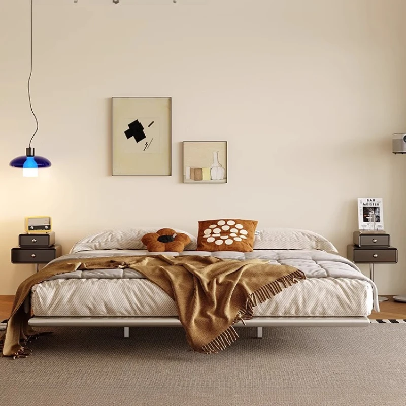 Italian Metal Beds 200×180cm Floating Designer Luxury Loft Double Bed Frames Cabinets Adults Cama Matrimonial Furniture Home