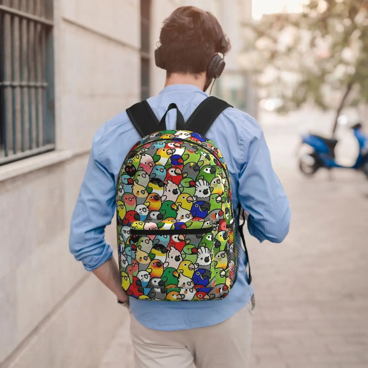 Birds Cockatiel Budgie Parrot Student Backpack School Bag Hiking Travel Daypack for Men Women Bookbag Shoulder Bags