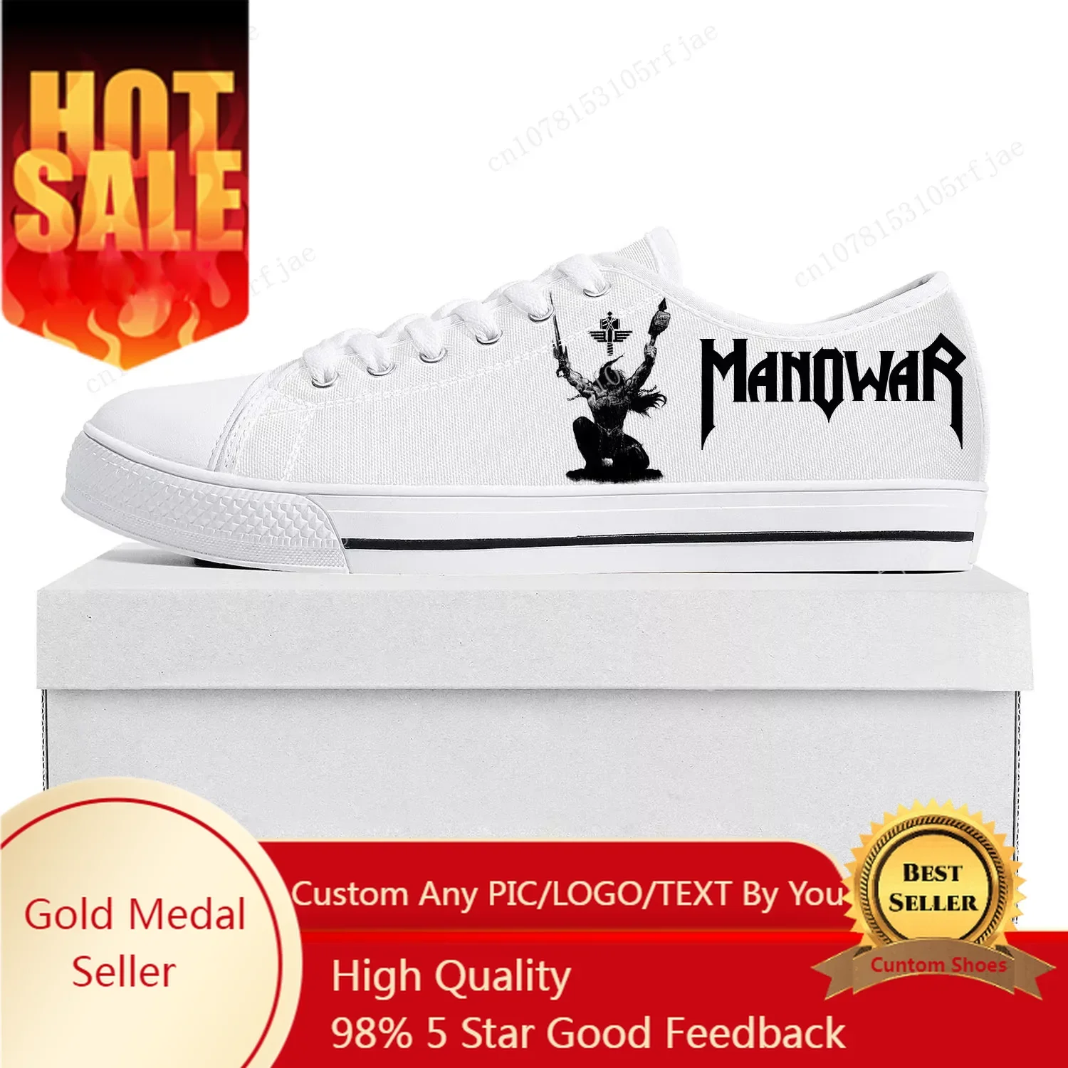 Manowar Band Low Top Sneakers Mens Womens Teenager Canvas Customized Sneaker Casual Couple Shoes Custom Made Shoe