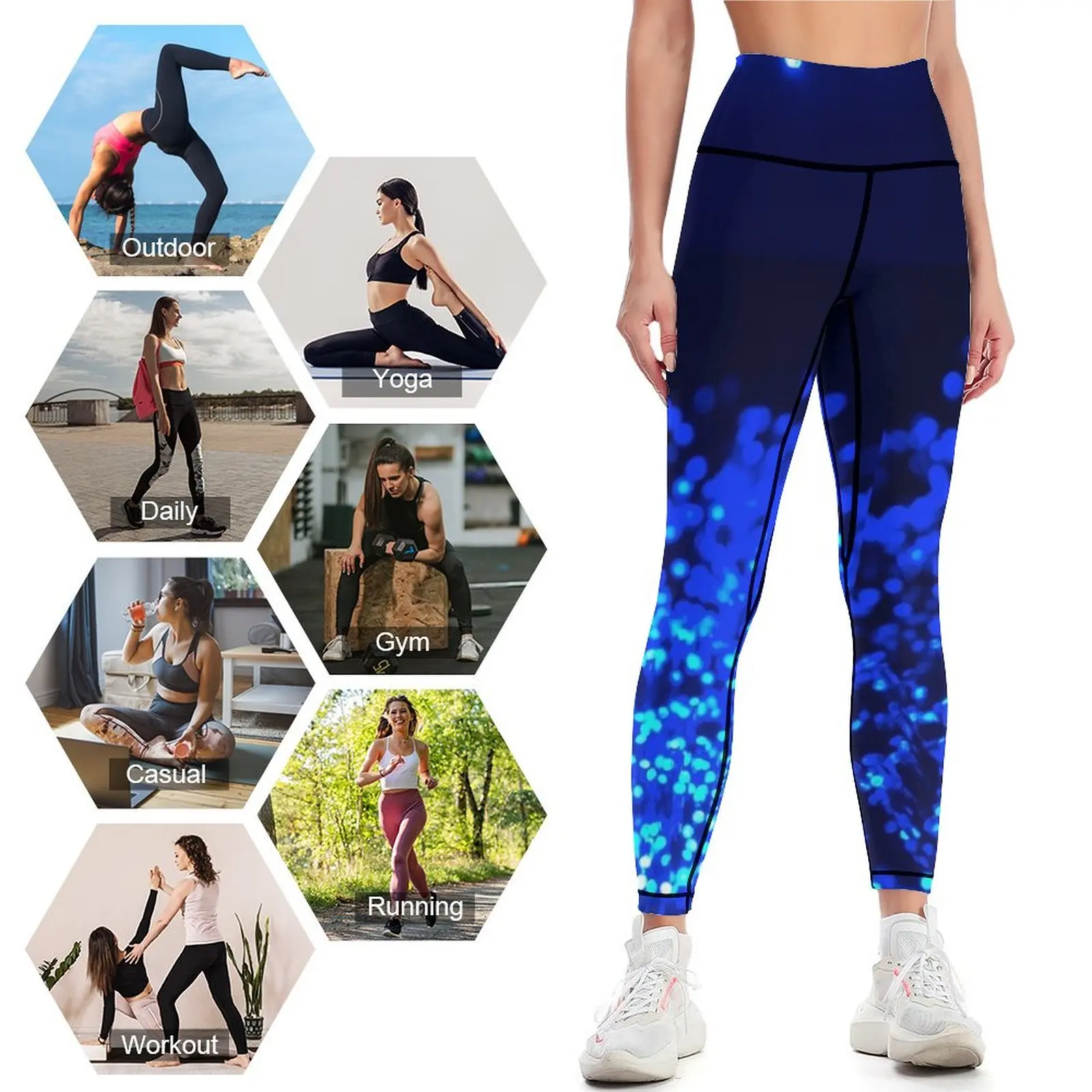 Fiber Optic Blue Leggings Legging sexy woman trousers Womens Leggings