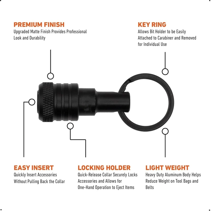 ABBN-6PCS Bit Holders Keychain, 1/4 Inch Hex Shank Bit Holders, Quick-Change Design For Nut Driver, Screwdriver & Drill Bits