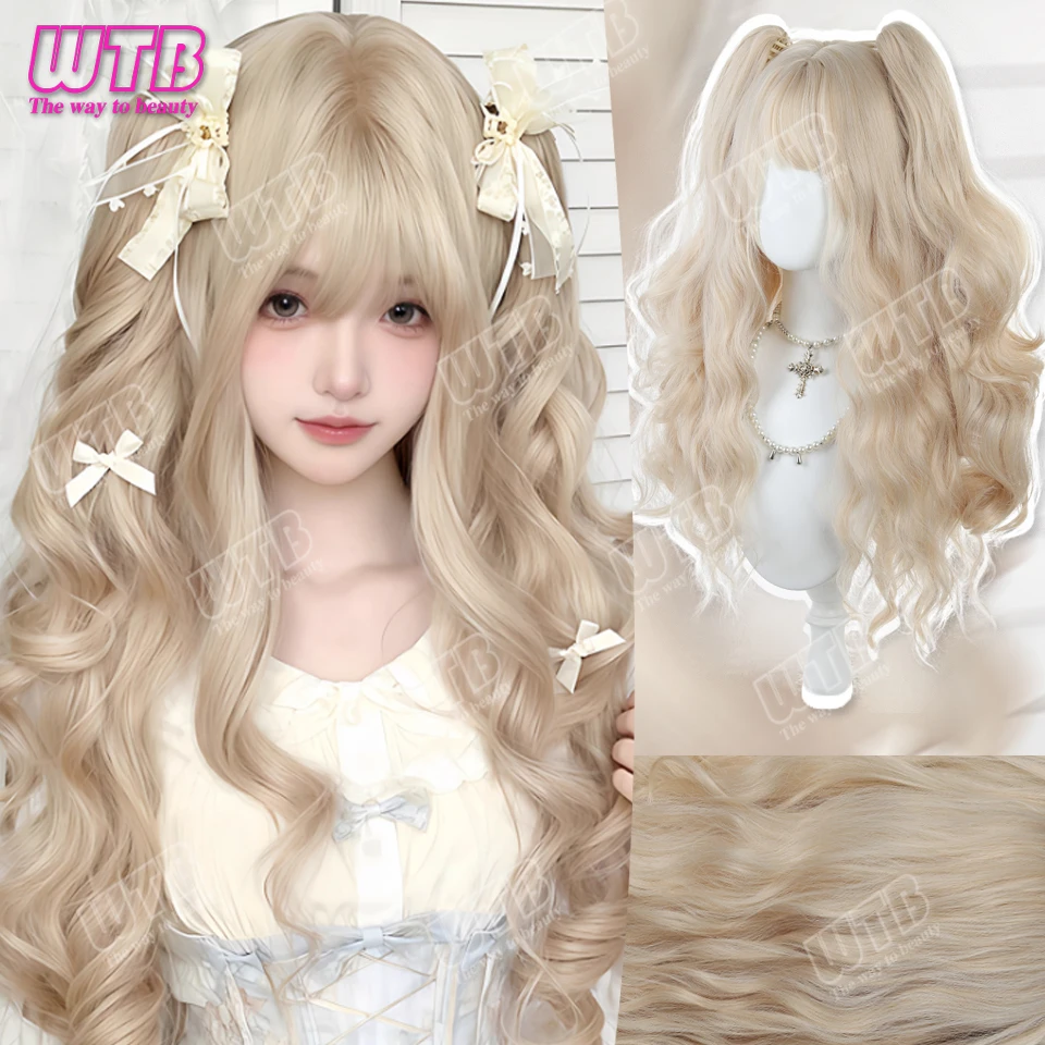 

Synthetic Lolita Wig Curly Hair with Twin Ponytails Full Headpiece Suitable for Women Girls for Daily Wear Holidays and Cosplay