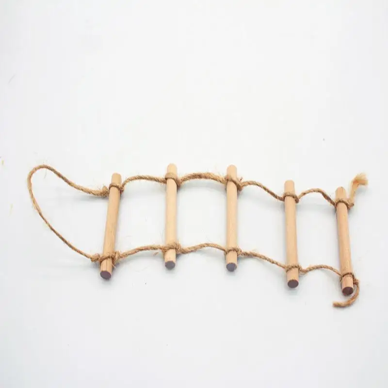 NEW 1Pcs Dollhouse Mini Wooden Hemp Rope Hanging Ladder Pet Gardening Miniature Scene Model Toys Doll House Accessories