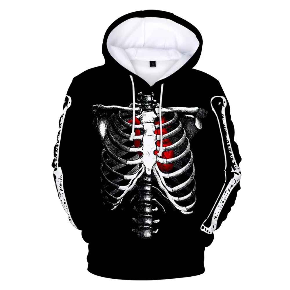 New Fashionable Men's Autumn Sweatshirt Halloween Skull 3D Printed Hoodie Neutral Harajuku Street Leisure Sports Hoodie K0088