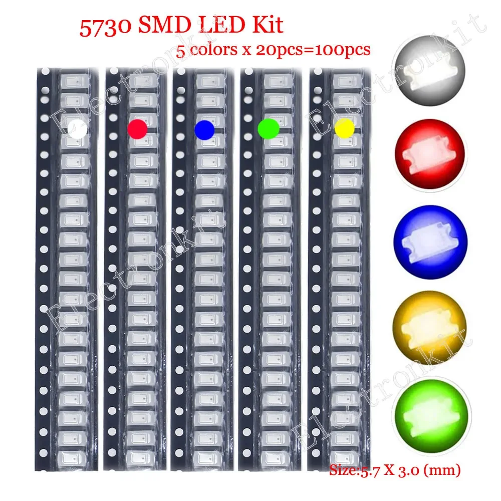 0402 0603 0805 1206 1210 5730 5050 zestaw mieszany LED SMD ciepły chłodny biały czerwony zielony niebieski żółty pomarańczowy UV różowy szybkie