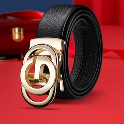 DINISITON Men's Business Automatic Buckle PU Belt Adjustable Leisure Male Strap Automatic for Men Gifts