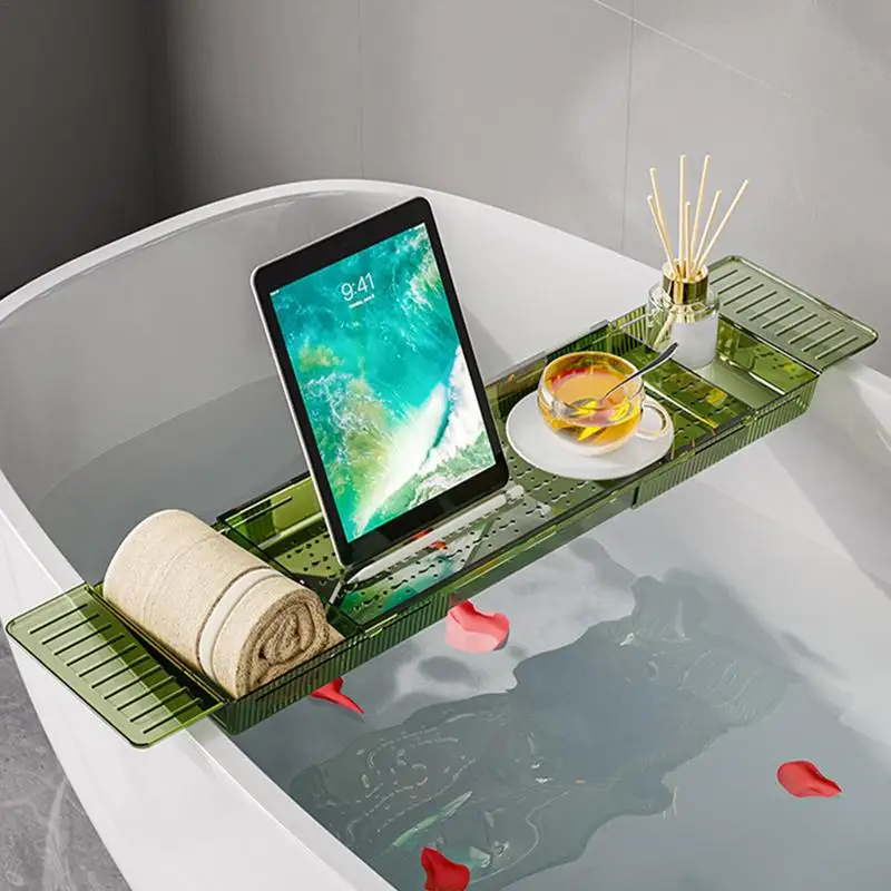 Bathtub Tray Bathtub Accessories For Relaxing Expandable Bath Table Over Tub Multifunctional Bath Rack Tub Organizer For Book