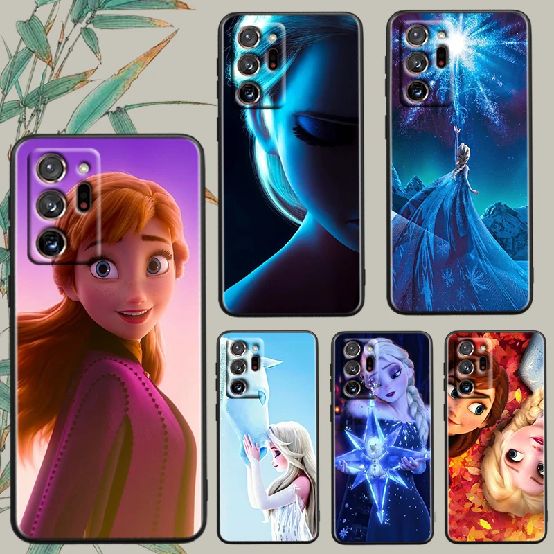 Frozen Princess Elsa Disney For Samsung Note 20 10 Ultra Plus A31 A14 A12 A70 A34 A25 A04 A05 A15 A24 5G Black Funda Phone Case