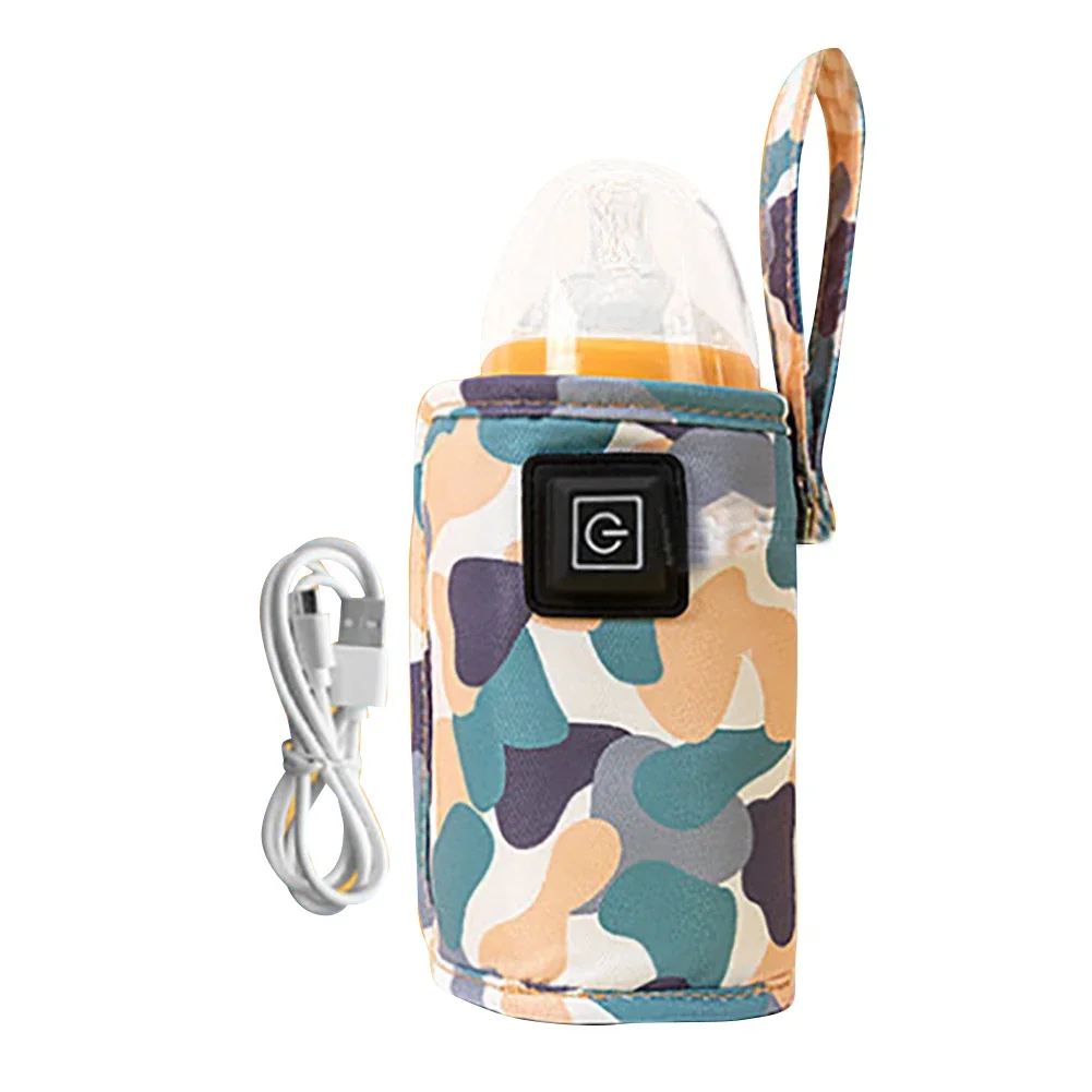 USB Baby Nursing Bottle Heater Multipurpose Insulated Breastmilk Heating Bag Camouflage On The Go Outdoor Winter for Home Travel 