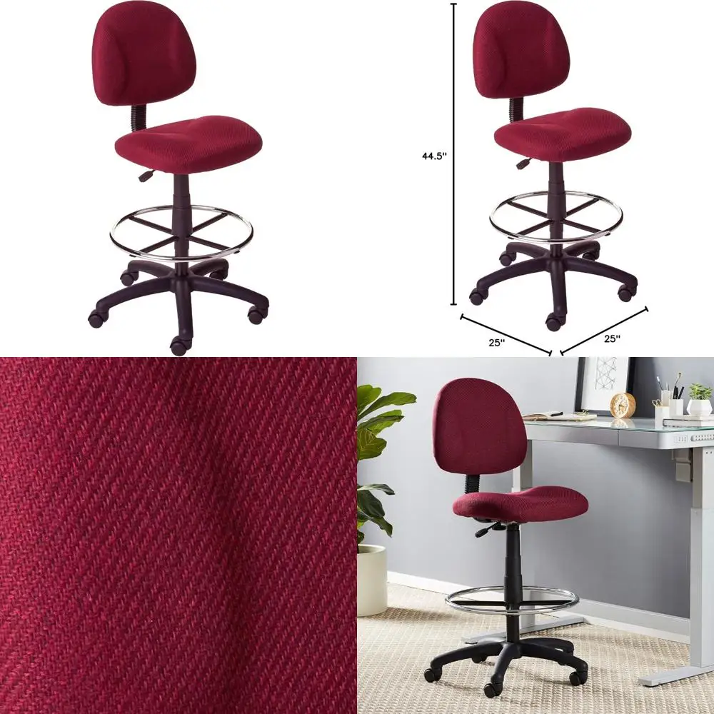 

Ergonomic Drafting Chair without Arms in Burgundy for Office Use