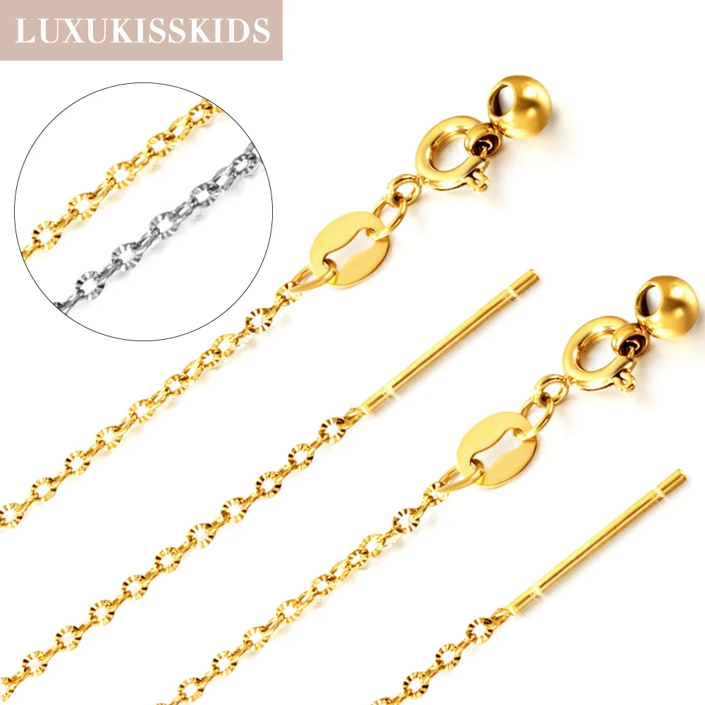 LUXUKISSKIDS 5pcs Stainless Steel Adjustable Chains For Jewelry Making 1.3mm O-chain 45cm Gold Plated Woman Long Layer Choker