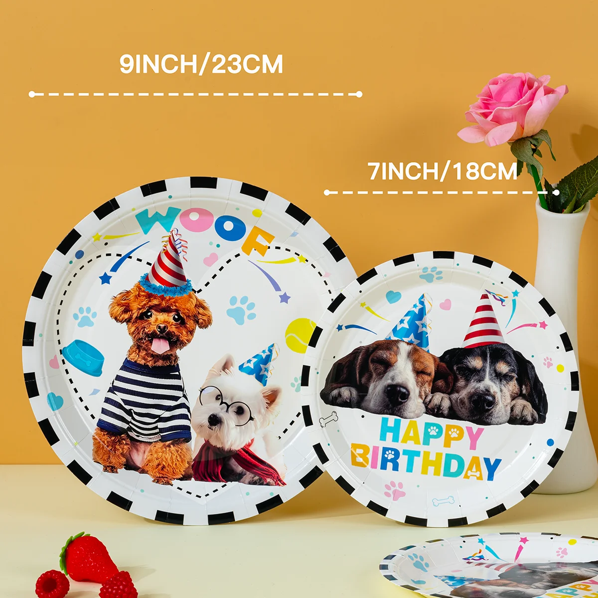 10/25/50pcs Dog Themed Happy Birthday Disposable Paper Plates Puppy Print Party Plates for Kids or Pet Birthday Supplies view 4