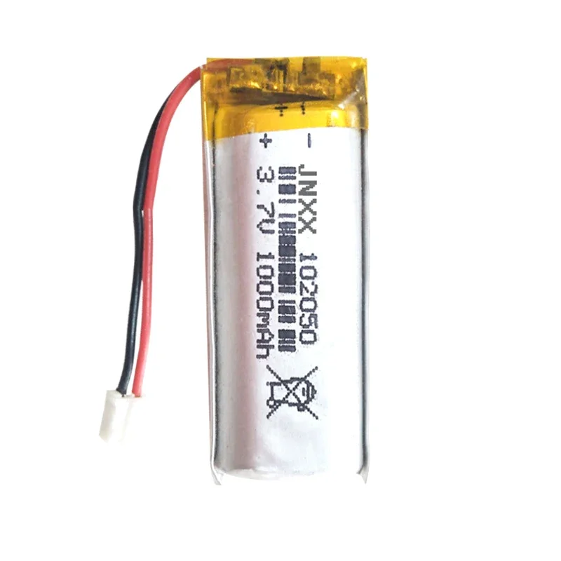 3.7V 1000mAh 102050 Lipo Cells Lithium Polymer Rechargeable Battery for GPS Recording Pen LED Light Beauty Instrument Speaker