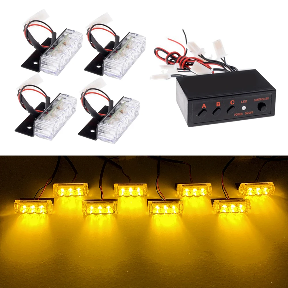 Car Front Grille Strobe Light Head 12V LED Mini Flashing Emergency lamp Police Warning Flash Signal light Daytime running lights