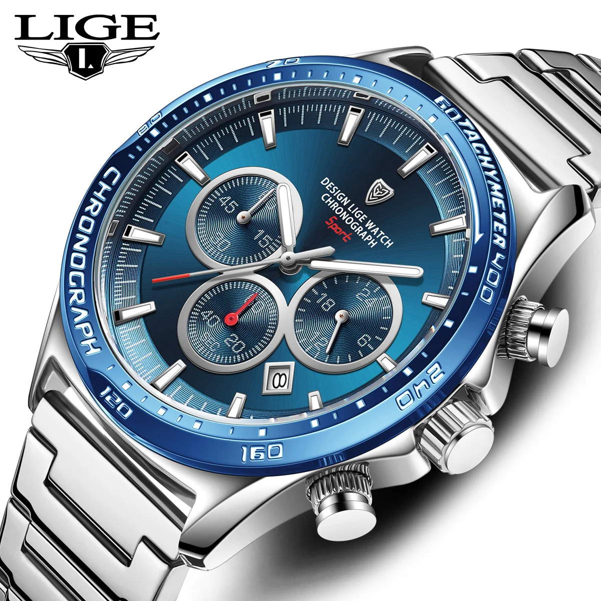 LIGE Fashion Men\'s Watches Trend Quartz Wristwatch Original Waterproof Stainless Steel Watch for Man Date Relogios Masculino