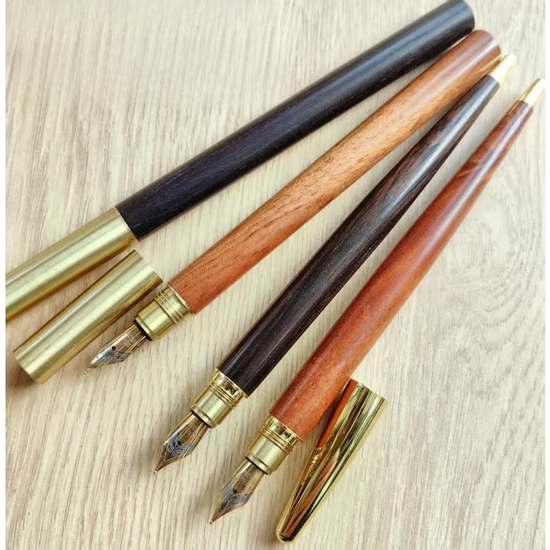 

Перьевая ручка в античном стиле в стиле ретро, вращающаяся крышка из красного сандалового дерева и черного дерева с пером No 5, диаметром F 0,5 мм