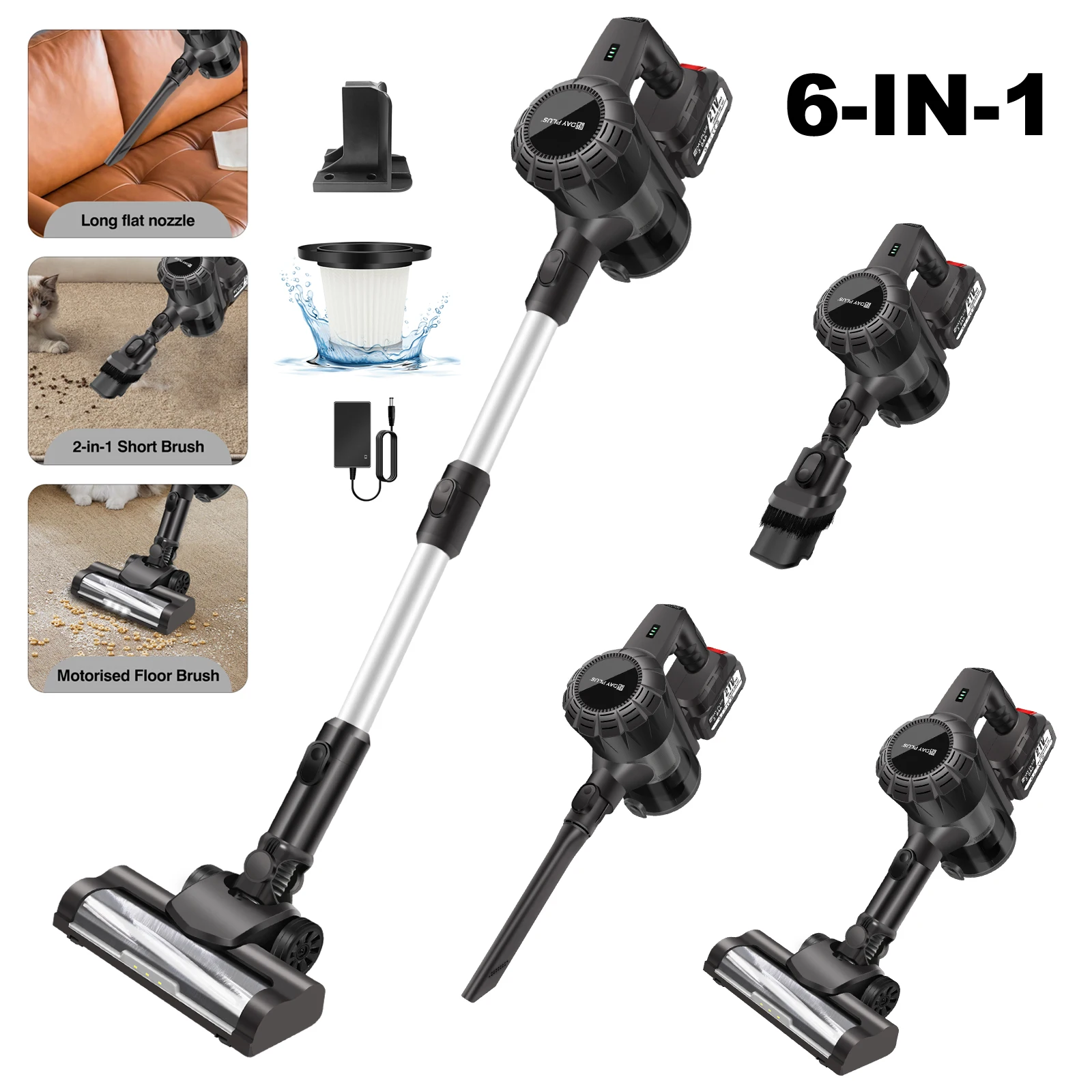 مكنسة كهربائية لاسلكية قوية قائمة بذاتها لسجادة أرضيات الخشب الصلب شعر الحيوانات الأليفة 60 دقيقة باليد فراغ هوفر اللاسلكي