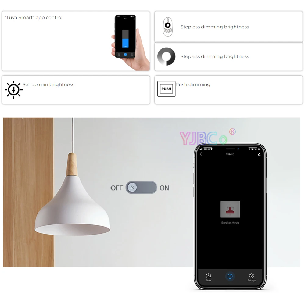 Imagem -05 - Miboxer-controle Remoto sem Fio para Lâmpada de Lâmpada Tuya App Wifi Led Triac rf Interruptor Push Dimmer ac 110v 220v Tri-c1wr 2.4g