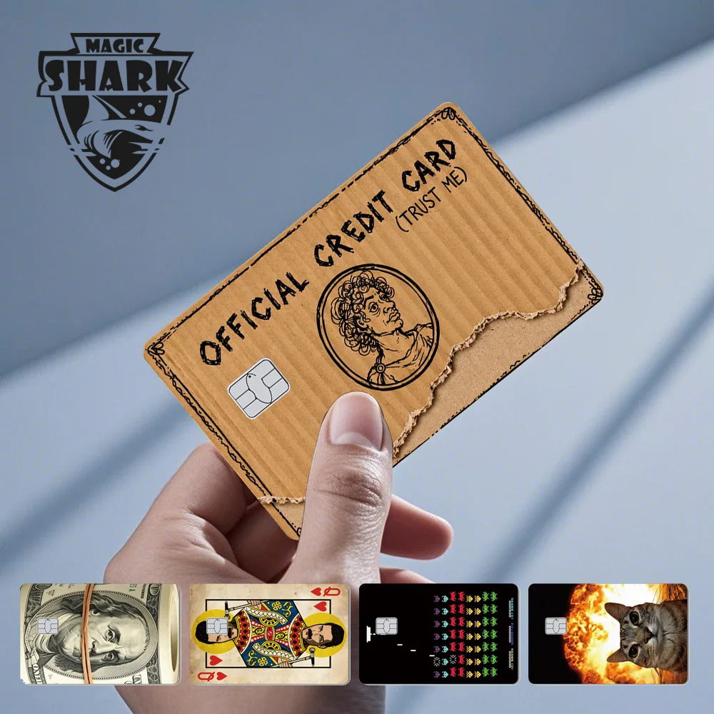 Magic Shark Funny Official Dollar Money ICE Poker No Fade Sticker Film Skin Cover for Small Large Chip Credit Bank Debit Card