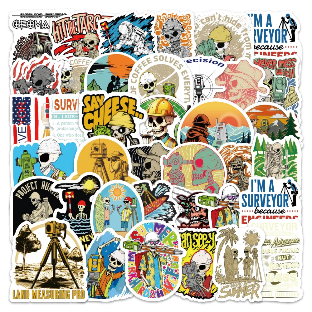 

10/30/50PCS Creative Skull Surveyor Cartoon Sticker DIY Phone Laptop Luggage Skateboard Graffiti Decals Fun for Kid