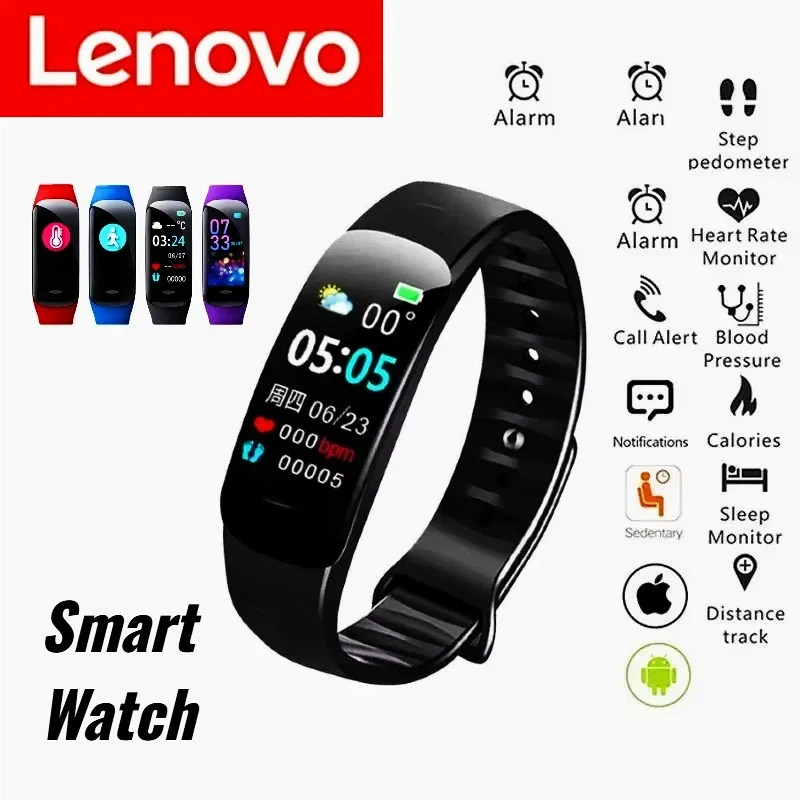 

Lenovo Smart Watch C1 Plus 5.3Bluetooth Step Counting Sports Bracelet Fitness Tracker Heart Rate Blood Pressure Sleep Men Women