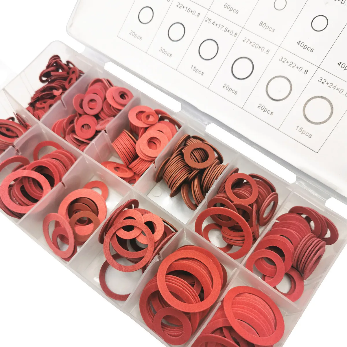 

600pcs Red Steel Paper Fiber Flat Washer Kit Insulation Washer Gasket Nut & Bolt Set Flat Ring Seal Assortment Kit